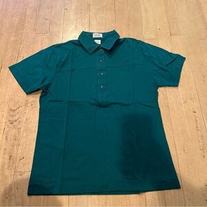 Leon Levine Polo Shirt Women's S Short Sleeve Blouse Green Print